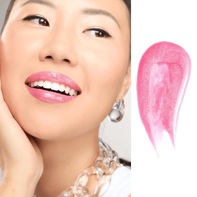 Gerard Cosmetics Color Your Smile Lip Gloss Pink Frosting Super Pigmented Pink Glitter Lip Gloss with LED Light and Mirror Shiny Finish Hydrating Liquid Lip Color