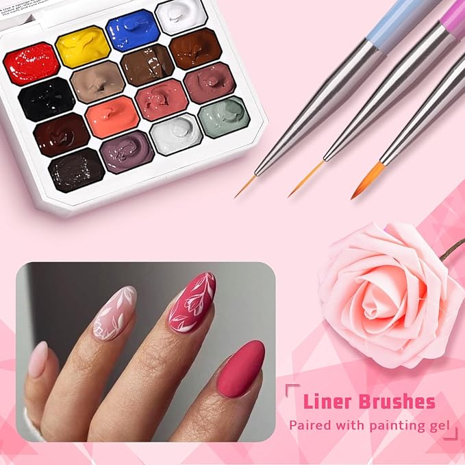 Sponge Pat Paint Nail Gel Ombre Nails Gradient Gel Nail Blush Blooming Aura Nails Drawing Stripper Floral Painting DIY Nail Art No Wipe UV/LED Curing (16 Colors J)
