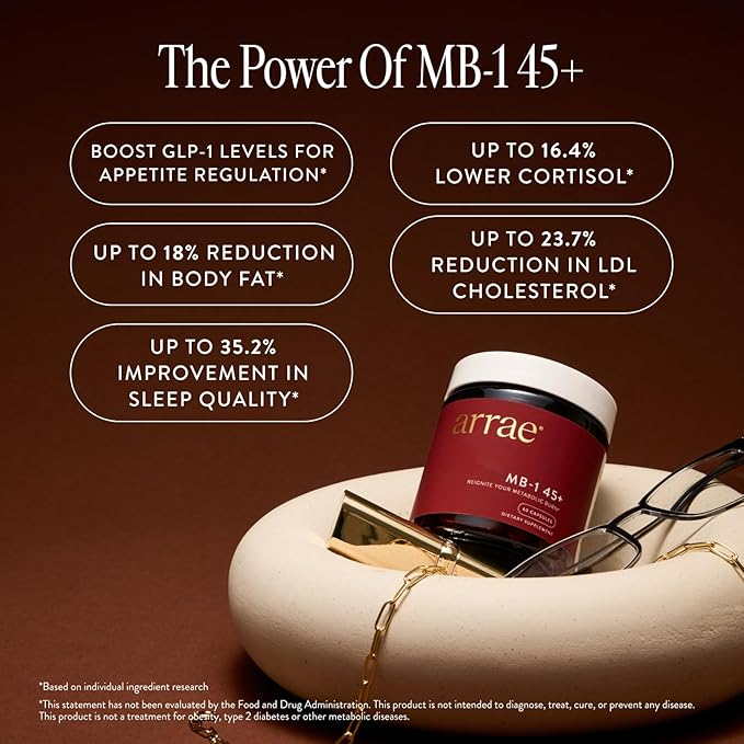 Arrae MB-1 45+ Natural Dietary Supplement Control Appetite Increase Energy Support Healthy Metabolism 60 Capsules