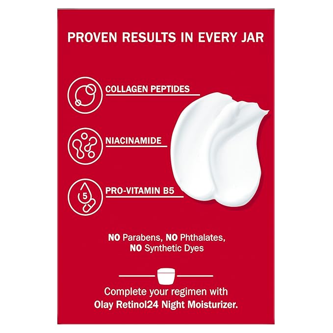 Olay Collagen Peptide Face Moisturizer Firming Cream for Women Fragrance-Free Non-Greasy - Hydrating Anti-Aging Anti-Wrinkle Smoothing of Fine Lines Tightening Skin Care - Niacinamide 1.7 Oz