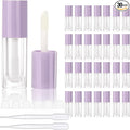 COSIDEA 30pcs Pruple Empty 6ml 0.2oz Lip Gloss Tubes with Big Doe Foot WandRound Lipgloss ContainersConcealer Tube Cosmetic Packing Container Bulk Wholesale