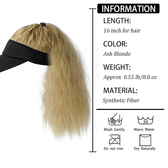 Hat Wig for Women Baseball Cap Wig with Curly Synthetic Hair Extensions Ponytail Cap wig Sun Hat with Hair