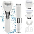 Electric Bikini Epilator for Women 5 in 1 Hair Removal for Face Chin Arm Leg Armpit Bikini Trimmer IPX6 Waterproof USB Rechargeable Wet &amp Dry Lady Shaver2 Speeds &amp 5 Cutter Heads