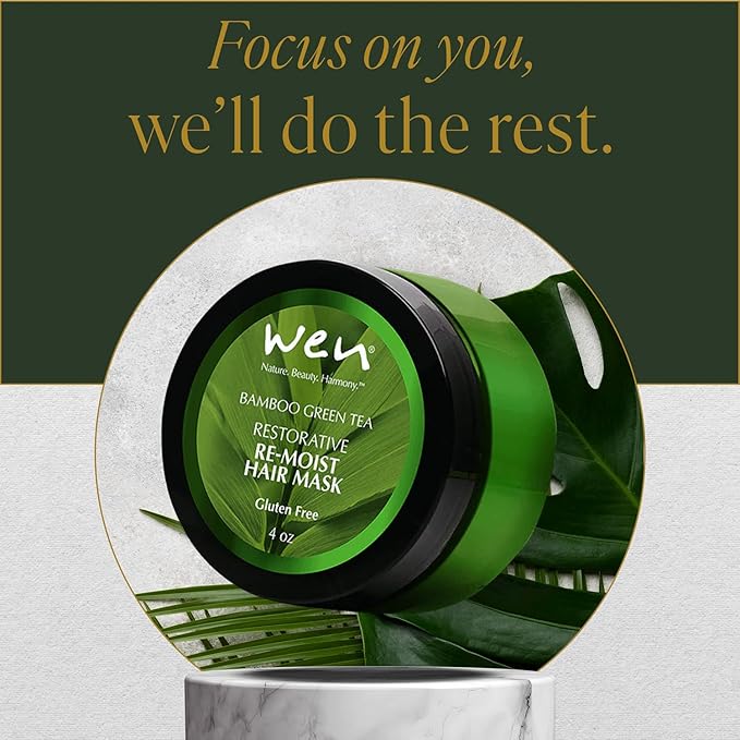 WEN by Chaz Dean Re-Moist Hair Mask - Deep Conditioning Hair Mask for Damaged Hair Moisturizing Hair Treatment Hydrating Repair Smoothing &amp Softening - Bamboo Green Tea 4 Oz (Pack of 1)