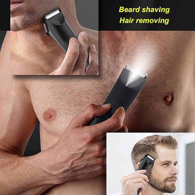 Jectse Men Body Hair Clipper Incisive Blade USB Rechargeable Electric Hair Shaver for Groin Armpit Chest