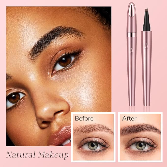 2026 New Microblading Eyebrow Pen Waterproof Eyebrow Pencil Eye Brow Pen with 4 Tip Premium Natural Magic Eyebrow Makeup Fine Stroke Contouring Pencil Long-Lasting Stay on All Day (Light coffee)