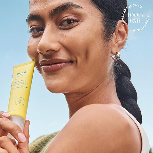 TULA Skin Care Protect + Glow Daily Sunscreen Stick Gel Broad Spectrum SPF 30 - Skincare-First Non-Greasy Non-Comedogenic &amp Reef-Safe with Pollution &amp Blue Light Protection.