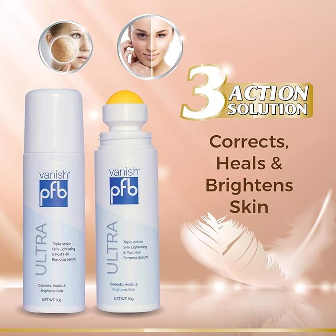 PFB Vanish Ultra with Chromabright &amp Shitake Mushroom Triple Action Dark Spot Remover Ingrown Hair &amp Razor Bump Stopper Roll-On Skin Care Treatment 93g ? New Formula