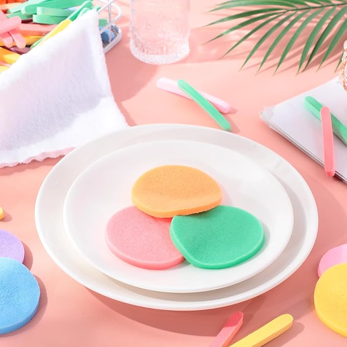 Mifoci 960 Pieces Compressed Facial Sponges for Estheticians Makeup Removal Sponge Pads for Women Spa Exfoliating Face(8 Colors)