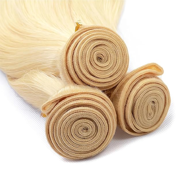 Blonde Straight Human Hair Bundles 18 20 22 Inch Brazilian Remy Virgin 10A Straight 3 Bundles Human Hair Hair Extensions Bundles 613 Color