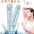 2-in-1 Women's Body Shaver Electric Razor 2-in-1 Women's BodyShaver 2.0 BikiniShaver Dual Head Wet &amp Dry for Pubic Hair (Blue)