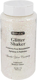 BAZIC Products Glitter Shaker 1 LB Iridescent Metallic Color Sparkling Powder in Large Jar for Slime Paints Crafts Nail Art Polish Skin Halloween Party 12-Pack
