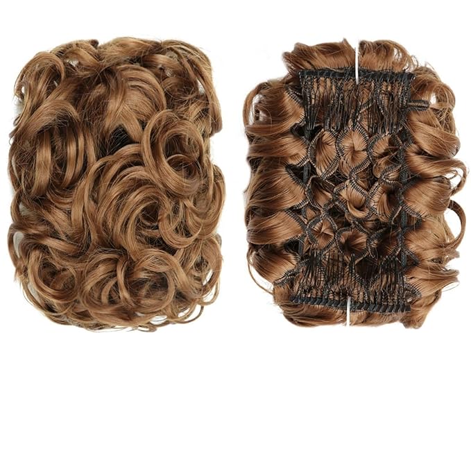 EARSHOT Hair Buns Hair Piece Synthetic Messy Bun Wig Hair Pieces Wavy Curly Bun Ponytail Hair Extensions Bun Hair Comb Women Bun Wig Hair Accessories For Girls (Color : 6)