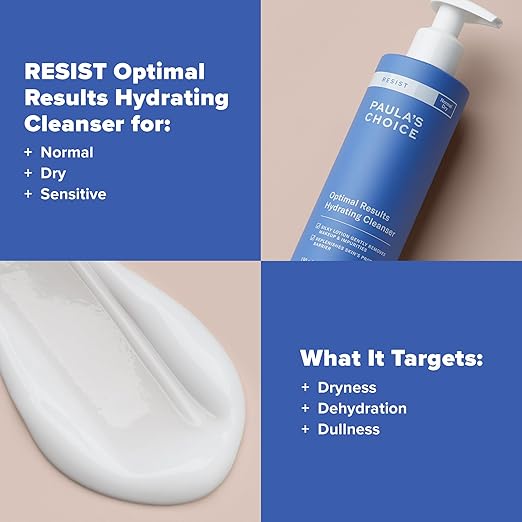 Paula's Choice RESIST Optimal Results Hydrating Cleanser Green Tea &amp Chamomile Anti-Aging Face Wash Dry Skin 6.4 Ounce