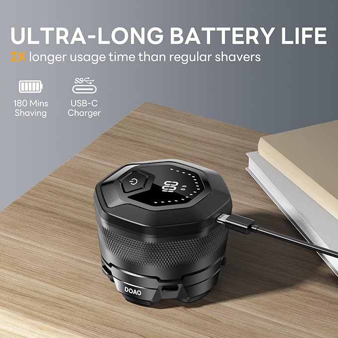 Head Shaver for Bald MenDOAO Waterproof Wet Dry Bald Head Shavers 6D LED Display Electric Rechargeable Head Shaving Kit with Type-C Charge