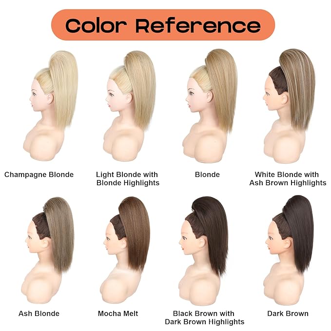 SEIKEA Cheer Ponytail Hair Piece 14 Straight Cheerleader Hairpiece Ponytail Extension for Cheer Competitions Dance Costume Dress up Soft Natural Look for Girls Teens Black Brown