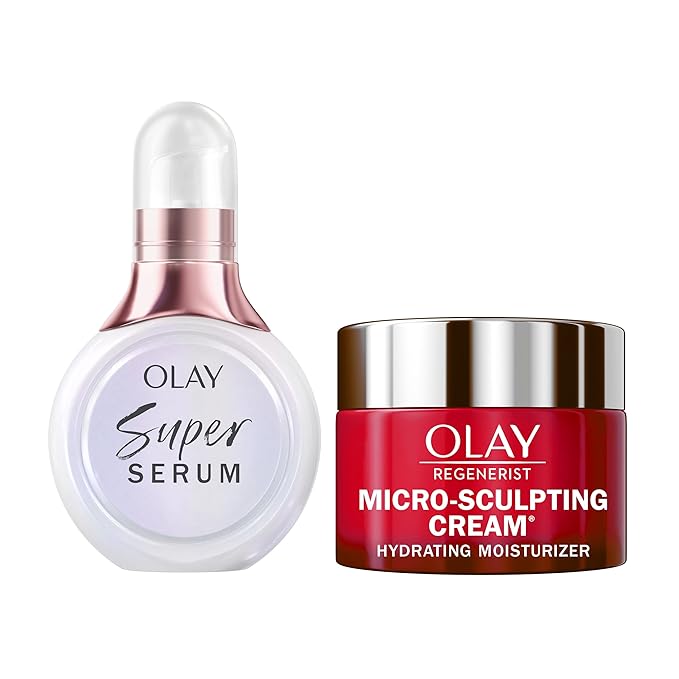 Olay Super Serum and MicroSculpting Cream Mini Duo Best Sellers Kit Super Serum 0.4 FL OZ  MSC 0.5 FL OZ