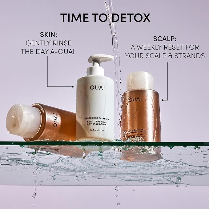 OUAI Detox Facial Cleanser - Deep Cleansing Face Wash with Glycolic Acid Niacinamide &amp PHA - Removes Sweat Dirt &amp Oil Without Drying - Gentle Face Cleanser for Post-Workout (7.8 Fl Oz)