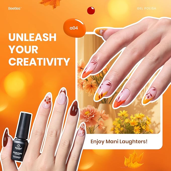 Beetles Fall Gel Nail Polish Set ? Autumn Aura 20 Colors Gel Polish Kit Burgundy Red Brown Yellow Orange Purple Cat Eye &amp Glitter Soak Off UV LED Manicure with Base Glossy Matte Top Coat