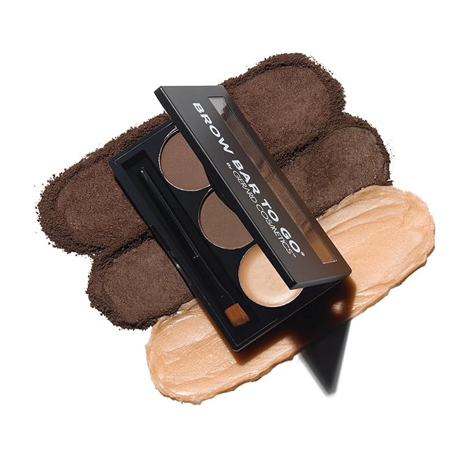 Brow Bar To Go by Gerard Cosmetics (Medium to Ebony) Eyebrow Trio Kit with Brow Powder Brow Wax and Angled Brush Eyebrow Powder Dark Brown Cruelty Free &amp Made in the USA
