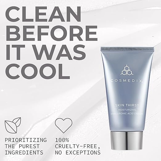 COSMEDIX Skin Thirst Hyaluronic Acid Moisturizer Face Cream - Hydrating Face Lotion &amp Make Up Primer for Pores Wrinkles &amp Fine Lines - Daily Facial Skin Care for Softer Smoother &amp Vibran