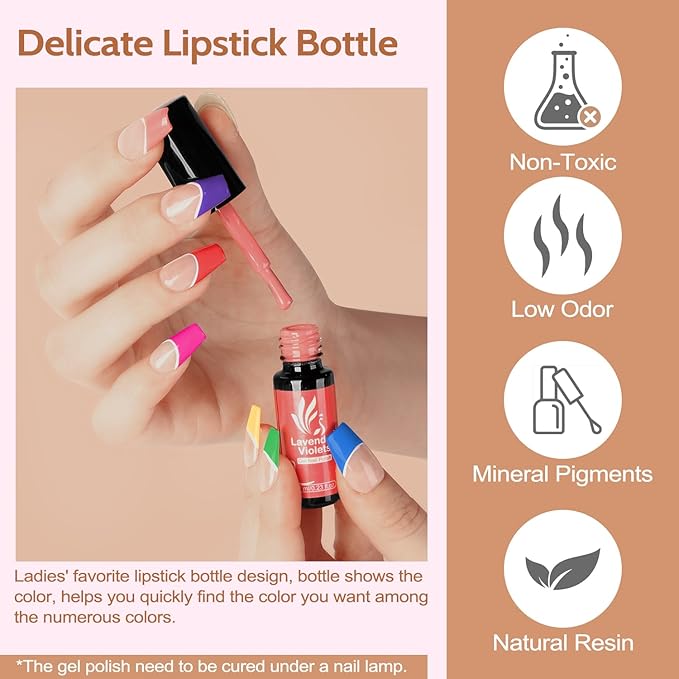 Lavender Violets Gel Nail Polish Kit with U V Light 45 Colors Gel Polish Nail Set with Base and Matte &amp Glossy Top Coat Soak Off All Season Essential Manicure Tools Gifts for Women Easter LA00