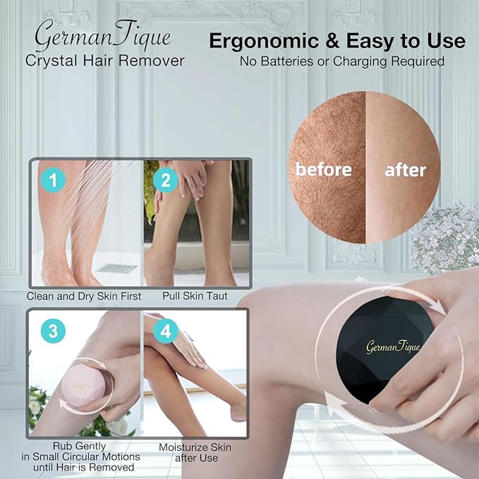 Crystal Hair EraserUpgraded Crystal Hair Remover DiamondPainless and Effective Nano Glass Hair Removal Stone and Skin ExfoliationNatural Epilator for Women and Men(Black)