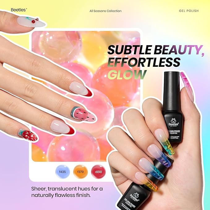 Beetles Winter Gel Polish Set Cat Eye Gel Nail Polish 48 Colors Red Green Brown Blue Nude Pink Jelly Glitter Shell Shread Salon DIY at Home UV LED Needed Gifts for Women Vivid Moments