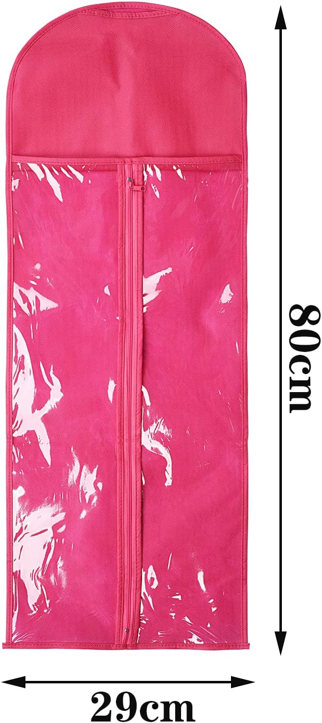 10 Packs 31.5in Extra Long Hair Extensions Storage Bag Folding Wig Bags Dust Proof Wigs Carrier Bags with Strong Zipper for Home Salon Organizer (Rose red)