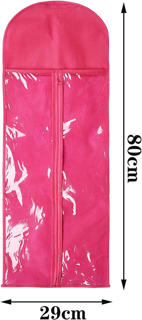 10 Packs 31.5in Extra Long Hair Extensions Storage Bag Folding Wig Bags Dust Proof Wigs Carrier Bags with Strong Zipper for Home Salon Organizer (Rose red)