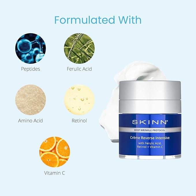 SKINN Cr?me Reverse with Ferulic Acid Retinol and Vitamin C-Cr?me Reverse Intensive-Anti-Aging Cream with Hyaluronic Acid to Plump Skin Vitamin C Help to Improving Tone Firmness of Skin