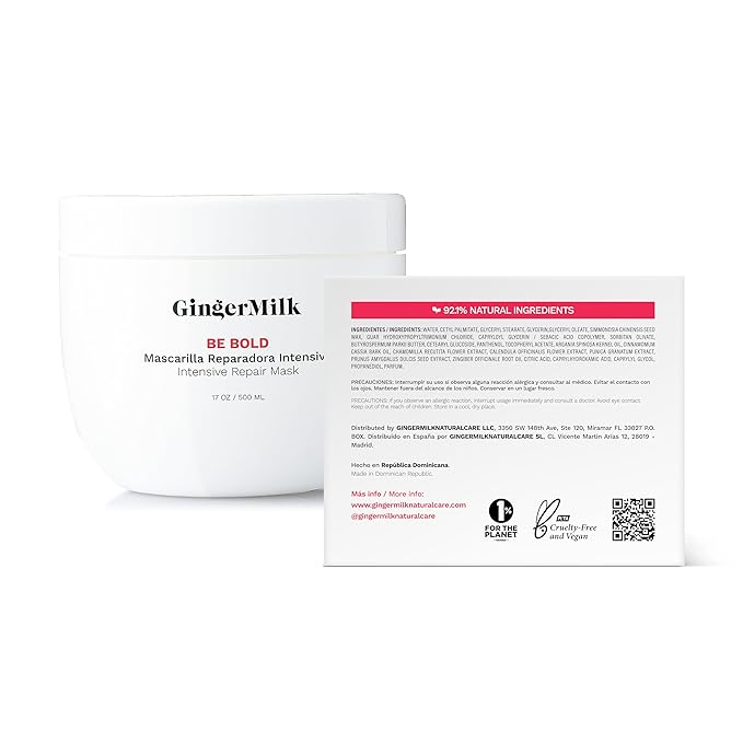 Ginger Milk Natural Care Intensive Repair Hair Mask for Dry / Damaged Hair due to Coloring Chemical Processes hot styling tools and dryers | BE BOLD