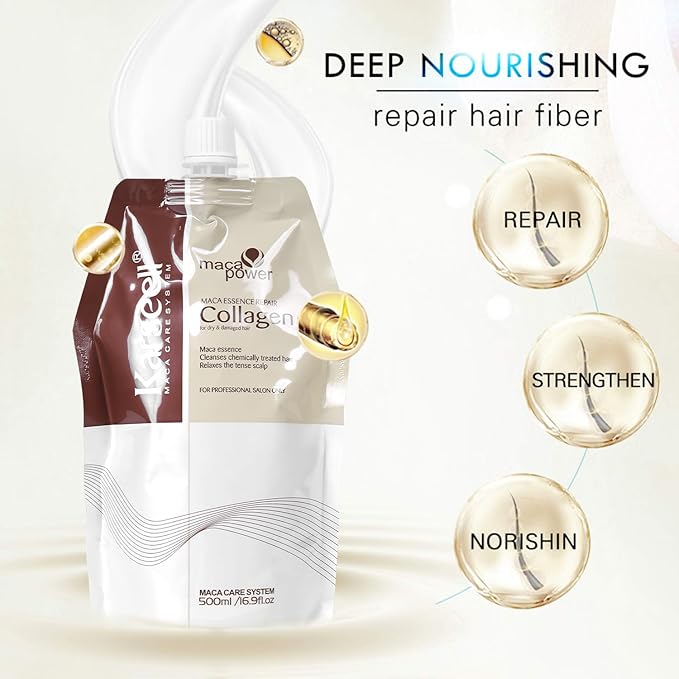 Collagen Hair Treatment Deep Repair Conditioner Argan Oil Keratin Hair Treatment For Dry Damaged Curly Bleached &amp All Hair Types. 16.9 Oz 500ml