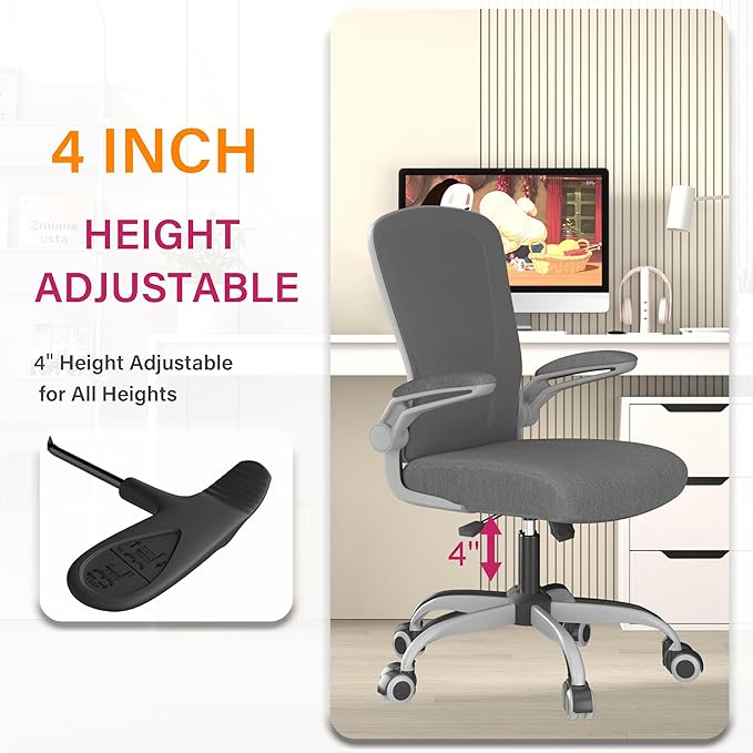Mimoglad Office Chair Ergonomic Desk Chair with Adjustable Lumbar Support High Back Mesh Computer Chair with Flip-up Armrests-BIFMA Passed Task Chairs Executive Chair for Home Office