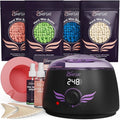 Waxing kit for women Digital Hard Wax Warmer with 4 Packs of Natural Wax Beans (14.1oz) Silicone Bowl and Waxing Accessories Professional for Bikini Face Brazilian Body and Home Salon - Black