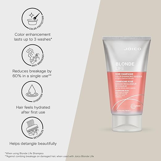 Joico Blonde Life Color Enhancing Masque | For Blonde Hair | Color Depositing Treatment | Maintain Unique Blonde Tones | Fortified With Monoi &amp Tamanu Oil