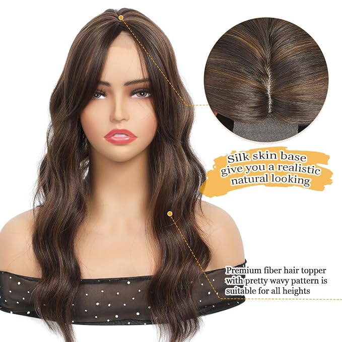Wavy Hair Topper 20 Hair Toppers for Women with Thinning hair Synthetic Hair toppers for Women Wigs &amp Accessories