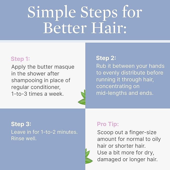Better Not Younger Restorative Butter Hair Masque 6.8 fl oz - Hair Repair Mask with Plant-Based Butters Biotin Argan &amp Caffeine for Women Over 40 - Restores Moisture Adds Volume &amp Boosts Sh