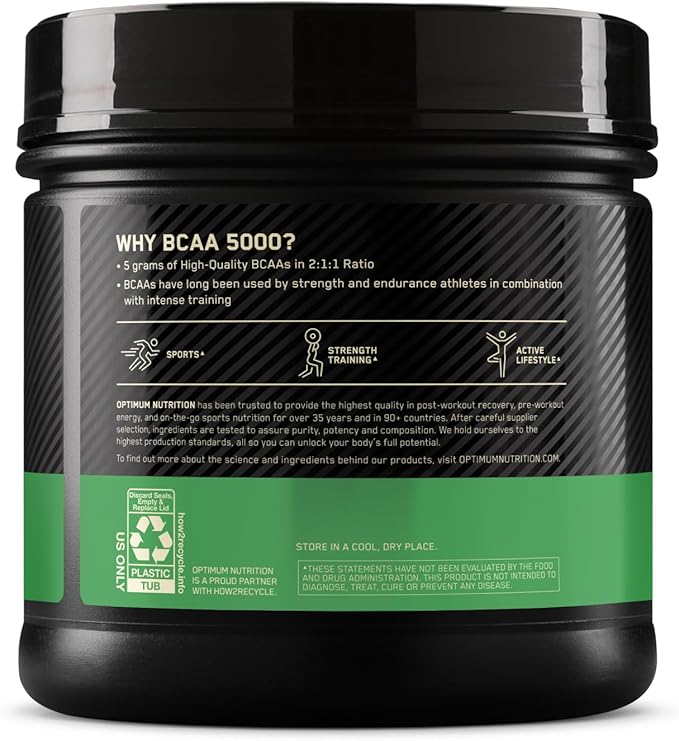 Optimum Nutrition Instantized BCAA Powder Unflavored Keto Friendly Branched Chain Essential Amino Acids Powder 5000mg 60 Servings (Packaging May Vary)