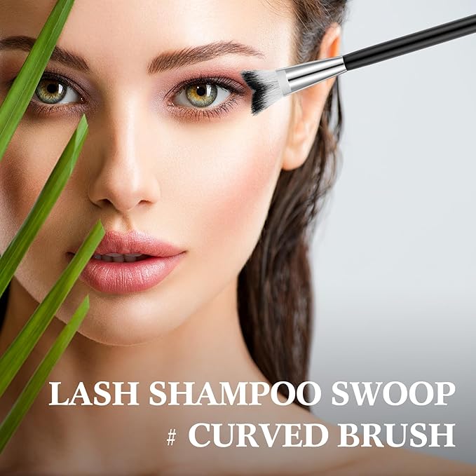 Mifoci 30 Pcs Curved Fluffy Lash Cleaning Brush Eyelash Extension Shampoo Brushes Swoop Eyelash Cleanser Brush Soft Makeup Removal Bath Tools for Home and Salon Use 5 Colors