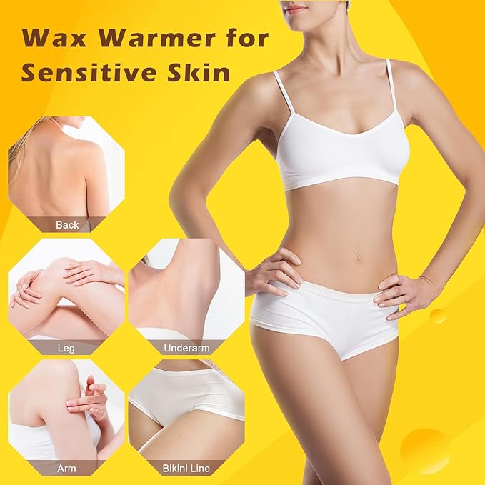 Digital Honey Wax Kit for Women's Hair Removal - Roll On Warmer with 2 Cartridges and 100 Wax Strips