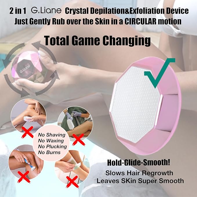 Crystal Hair EraserPainless Nano Hair Remover ExfoliationGentle and Efficient Glass Hair Removal Device Without WaxingNatural Epilator for Women and Men(Rose Pink)