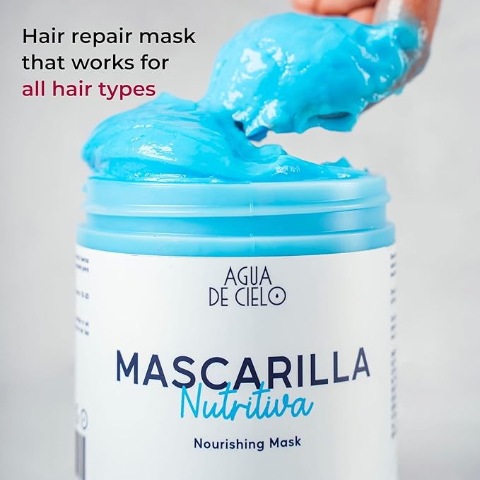 Agua de Cielo Nourishing Mask - Hair Mask for Dry Hair Split Ends &amp Strength Deeply Nourishes with Argan Oil Collagen Shea Butter &amp Ginger - 16 Oz