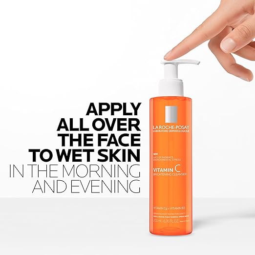 La Roche-Posay Vitamin C Brightening Face Wash Gentle Foaming Facial Cleanser with Vitamin Cg and Vitamin B3 to Brighten and Even Skin Tone Vitamin C Face Wash that Cleanses Dirt &amp Makeup 200ml