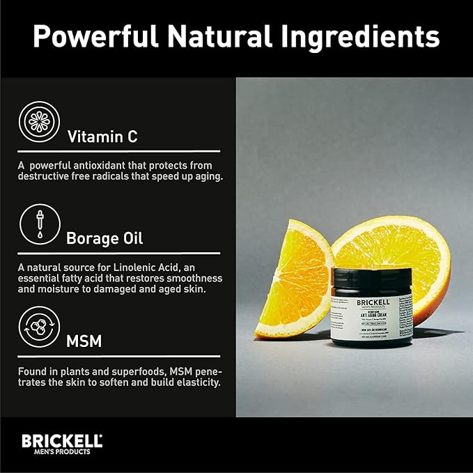 Brickell Men's Products Resurfacing Anti-Aging Face Cream For Men Natural and Organic Face Moisturizer Vitamin C Cream For Wrinkles 2 Ounce Unscented