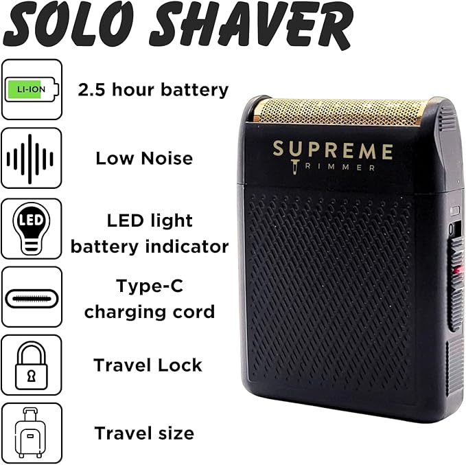 Supreme Trimmer Solo Single Foil Shaver for Pocket | 150 Min Runtime Cordless use Powerful USB-C Mini Travel Razor for Professional &amp Home use | STF101