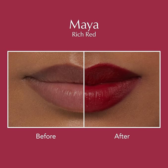 Thrive Causemetics Impact-FULL Smoothing Lipstick Moisturizing Lip Makeup Essential with Vitamin E Lightweight Creamy Lipstick for Women Long Lasting Vegan Shade Maya (Rich Red)