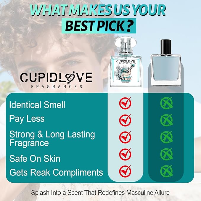 CUPIDLOVE Eau de Toilette Fresh Mens Pheromone Cologne - Citrus Woody Musky Fragrance - Notes of Bergamot - Everyday Wear Long Lasting Perfumes for Men 1.7 Fl Oz