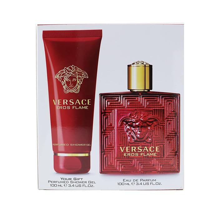 Versace Eros Flame for Men - 2 Pc Gift Set 3.4oz EDP Spray 3.4oz Perfumed Shower Gel