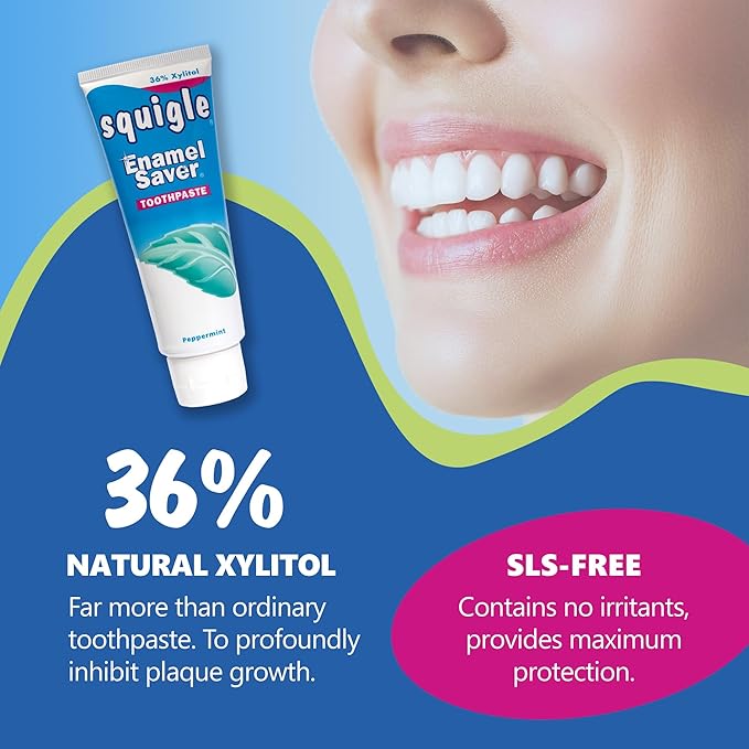 Squigle Enamel Saver Toothpaste (Canker Sore Prevention &amp Treatment) Prevents Cavities Perioral Dermatitis Bad Breath Chapped Lips - 4 Pack